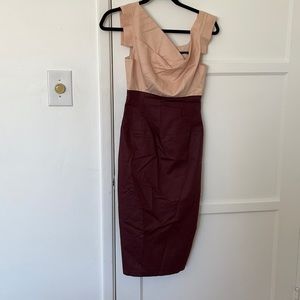 black Halo Jackie O dress, burgundy nude sz 2